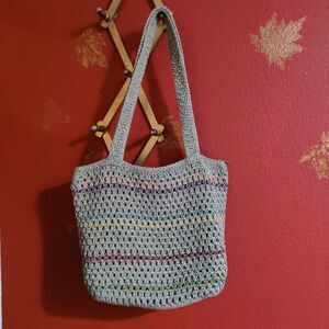 The Sak Casual Crochet Tote Bag Women's Multicolor Striped Pattern